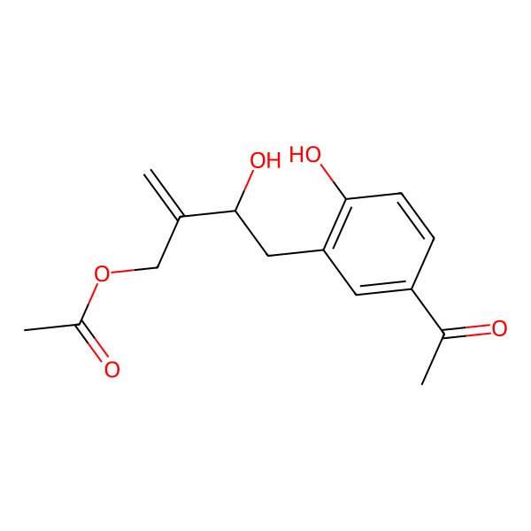 2D Structure of [4-(5-Acetyl-2-hydroxyphenyl)-3-hydroxy-2-methylidenebutyl] acetate