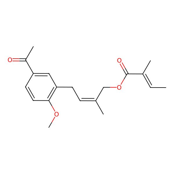2D Structure of [4-(5-Acetyl-2-methoxyphenyl)-2-methylbut-2-enyl] 2-methylbut-2-enoate