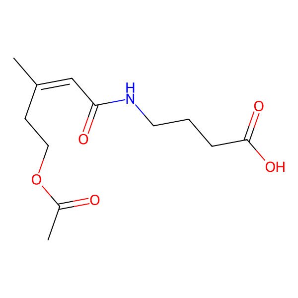 2D Structure of 4-[(5-Acetyloxy-3-methylpent-2-enoyl)amino]butanoic acid