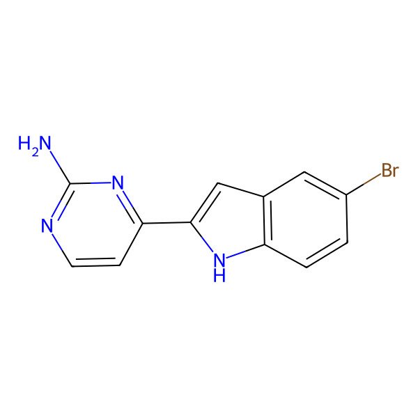 2D Structure of 4-(5-bromo-1H-indol-2-yl)pyrimidin-2-amine