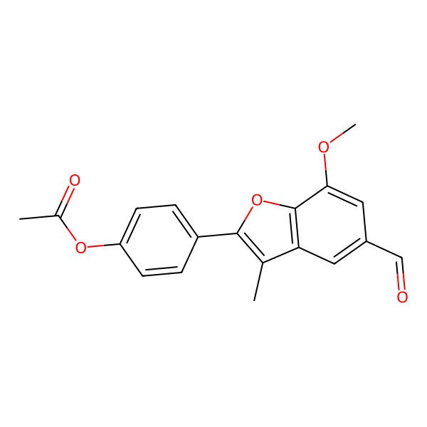 2D Structure of [4-(5-Formyl-7-methoxy-3-methyl-1-benzofuran-2-yl)phenyl] acetate