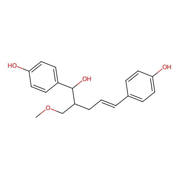2D Structure of 4-[5-Hydroxy-5-(4-hydroxyphenyl)-4-(methoxymethyl)pent-1-enyl]phenol