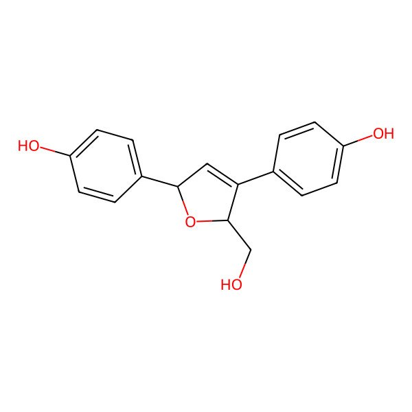 2D Structure of 4-[5-(Hydroxymethyl)-4-(4-hydroxyphenyl)-2,5-dihydrofuran-2-yl]phenol