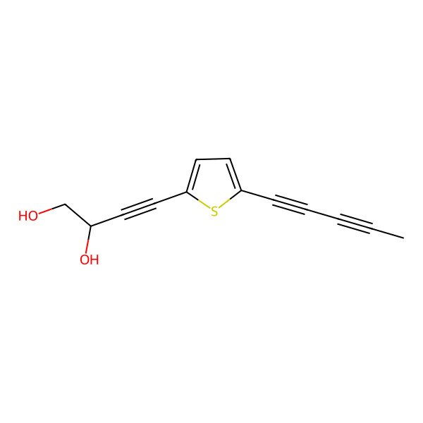 2D Structure of 4-[5-(Penta-1,3-diyn-1-YL)thiophen-2-YL]but-3-yne-1,2-diol
