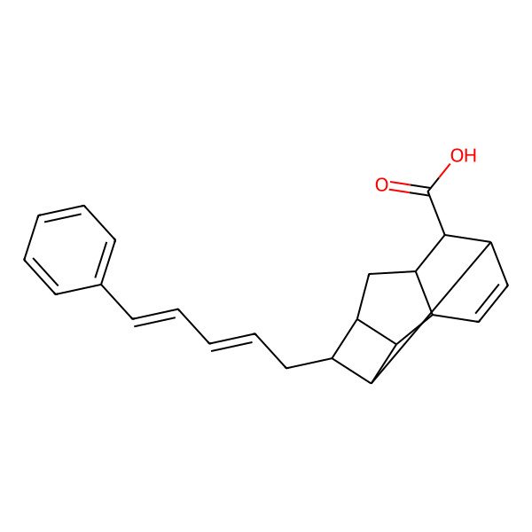 2D Structure of 4-(5-Phenylpenta-2,4-dienyl)tetracyclo[5.4.0.02,5.03,9]undec-10-ene-8-carboxylic acid