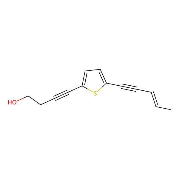 2D Structure of 4-[5-[(Z)-pent-3-en-1-ynyl]thiophen-2-yl]but-3-yn-1-ol