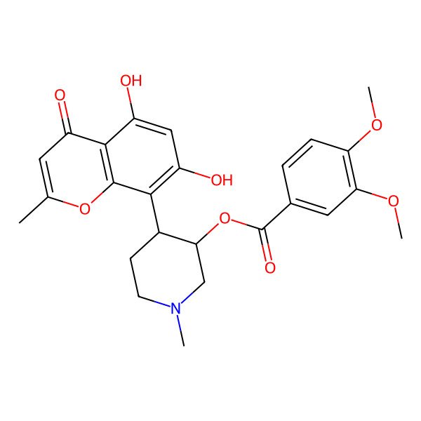 2D Structure of [4-(5,7-Dihydroxy-2-methyl-4-oxochromen-8-yl)-1-methylpiperidin-3-yl] 3,4-dimethoxybenzoate