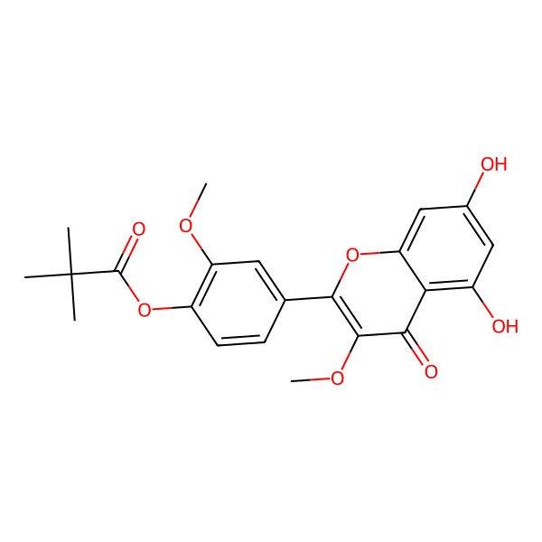 2D Structure of [4-(5,7-Dihydroxy-3-methoxy-4-oxochromen-2-yl)-2-methoxyphenyl] 2,2-dimethylpropanoate