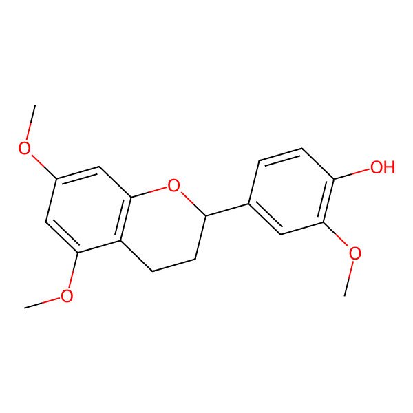 2D Structure of 4-(5,7-dimethoxy-3,4-dihydro-2H-chromen-2-yl)-2-methoxyphenol 2D Structure of 4-(5,7-dimethoxy-3,4-dihydro-2H-chromen-2-yl)-2-methoxyphenol