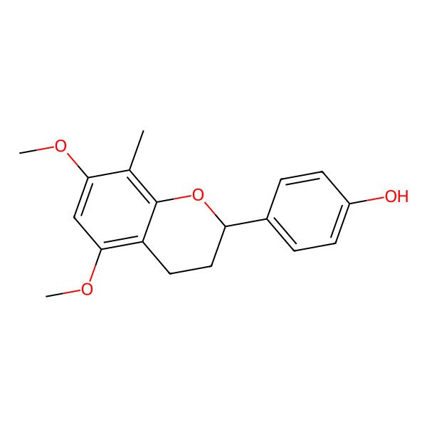 2D Structure of 4-(5,7-dimethoxy-8-methyl-3,4-dihydro-2H-chromen-2-yl)phenol