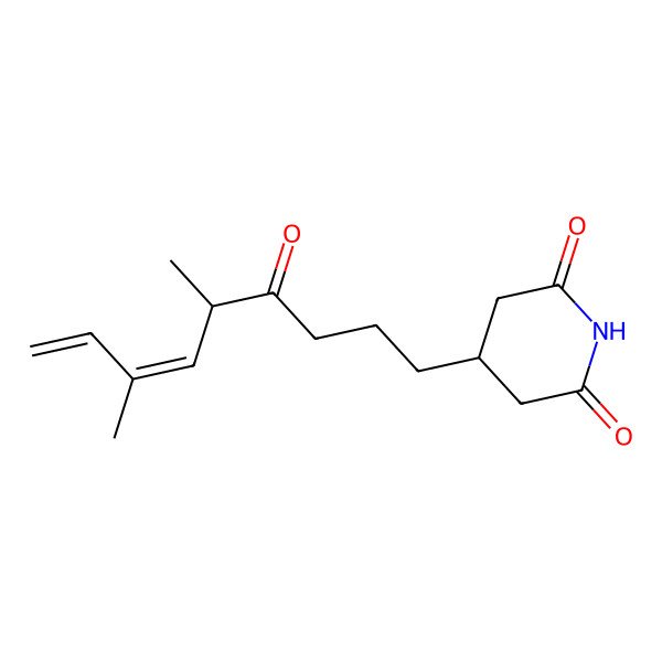 2D Structure of 4-[(5R,6E)-5,7-dimethyl-4-oxonona-6,8-dienyl]piperidine-2,6-dione