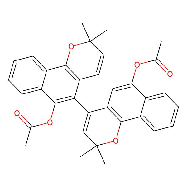 2D Structure of [4-(6-Acetyloxy-2,2-dimethylbenzo[h]chromen-5-yl)-2,2-dimethylbenzo[h]chromen-6-yl] acetate