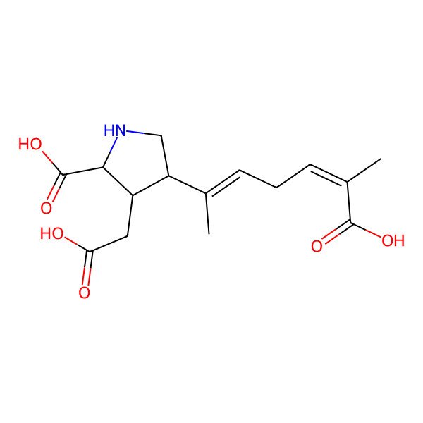 2D Structure of 4-(6-Carboxyhepta-2,5-dien-2-yl)-3-(carboxymethyl)pyrrolidine-2-carboxylic acid