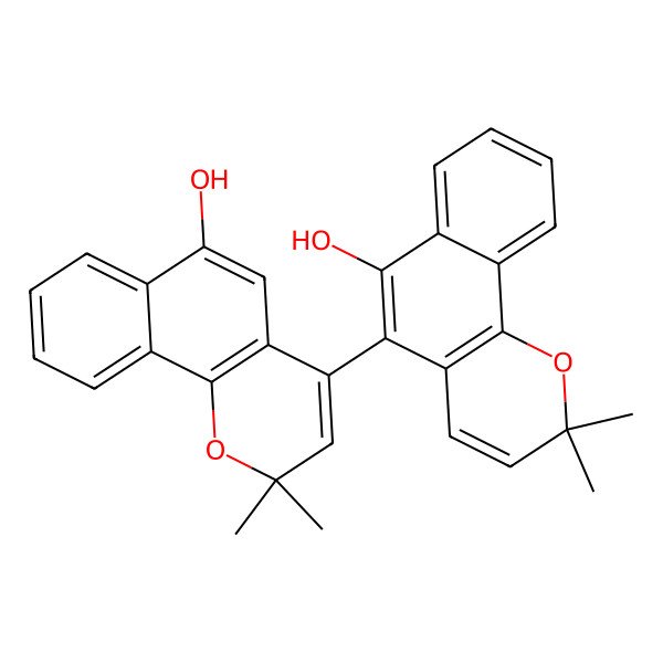 2D Structure of 4-(6-Hydroxy-2,2-dimethylbenzo[h]chromen-5-yl)-2,2-dimethylbenzo[h]chromen-6-ol