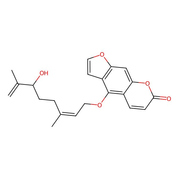 2D Structure of 4-(6-Hydroxy-3,7-dimethylocta-2,7-dienoxy)furo[3,2-g]chromen-7-one
