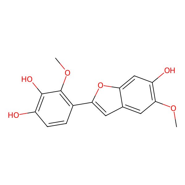 2D Structure of 4-(6-Hydroxy-5-methoxy-1-benzofuran-2-yl)-3-methoxybenzene-1,2-diol
