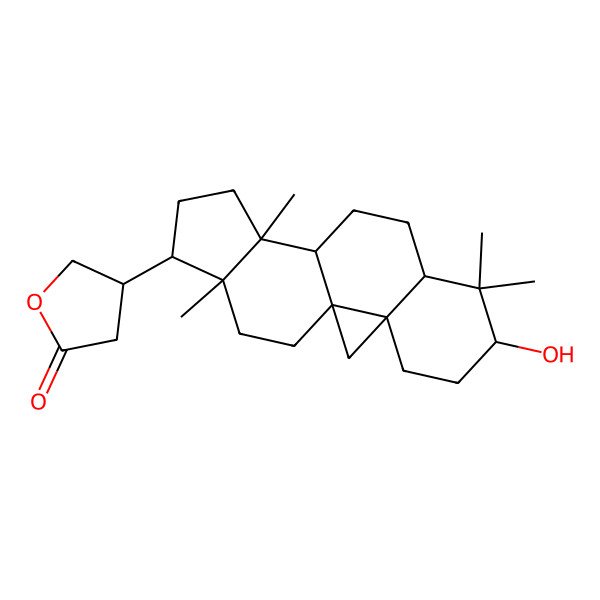 2D Structure of 4-(6-Hydroxy-7,7,12,16-tetramethyl-15-pentacyclo[9.7.0.01,3.03,8.012,16]octadecanyl)oxolan-2-one