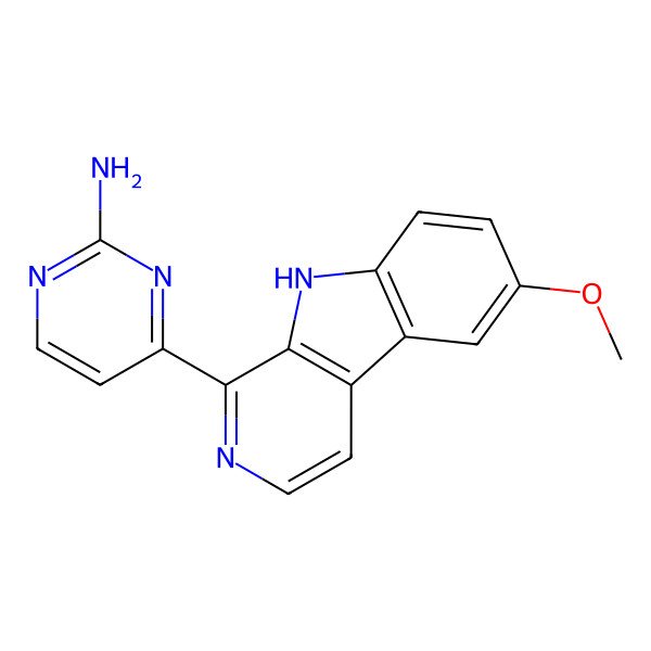 2D Structure of 4-(6-methoxy-9H-pyrido[3,4-b]indol-1-yl)pyrimidin-2-amine