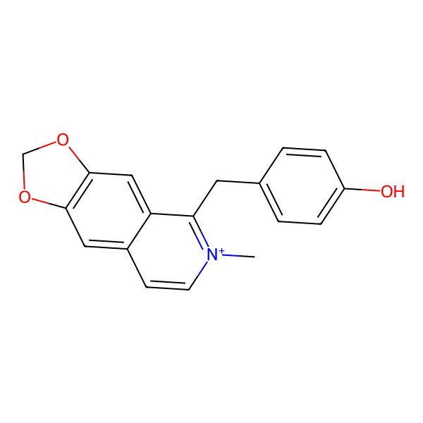 2D Structure of 4-[(6-Methyl-[1,3]dioxolo[4,5-g]isoquinolin-6-ium-5-yl)methyl]phenol