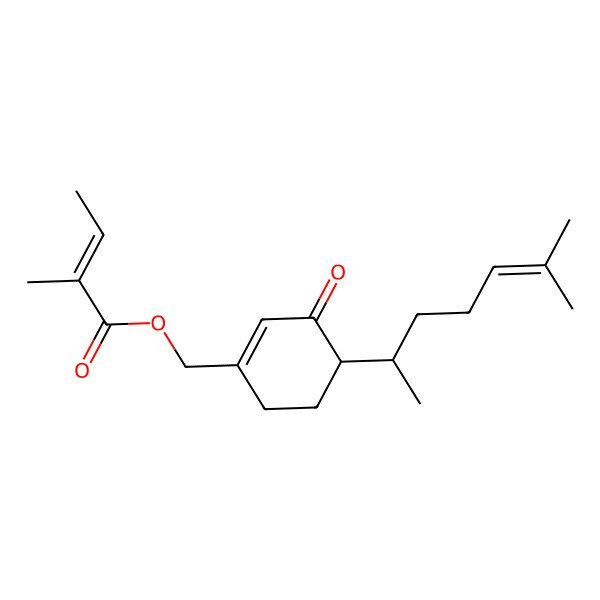 2D Structure of [4-(6-Methylhept-5-en-2-yl)-3-oxocyclohexen-1-yl]methyl 2-methylbut-2-enoate