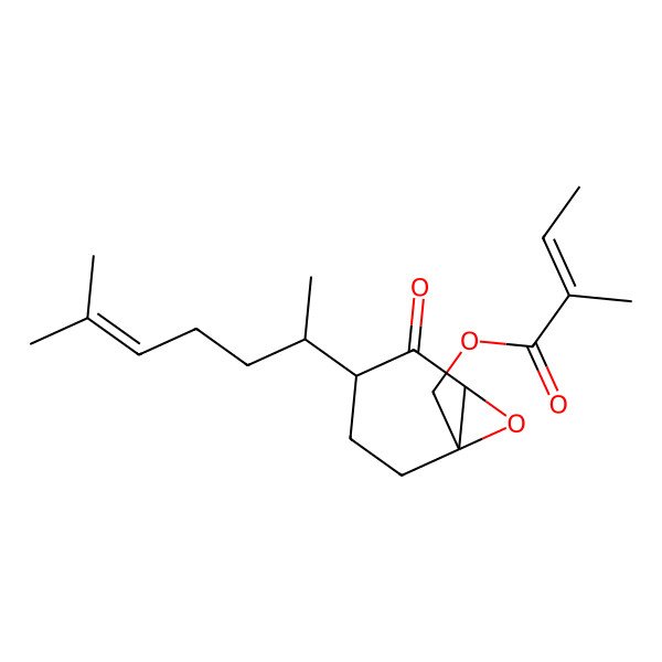 2D Structure of [4-(6-Methylhept-5-en-2-yl)-5-oxo-7-oxabicyclo[4.1.0]heptan-1-yl]methyl 2-methylbut-2-enoate