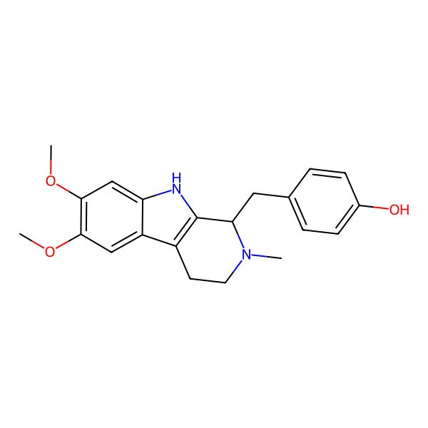 2D Structure of 4-[(6,7-Dimethoxy-2-methyl-1,3,4,9-tetrahydropyrido[3,4-b]indol-1-yl)methyl]phenol