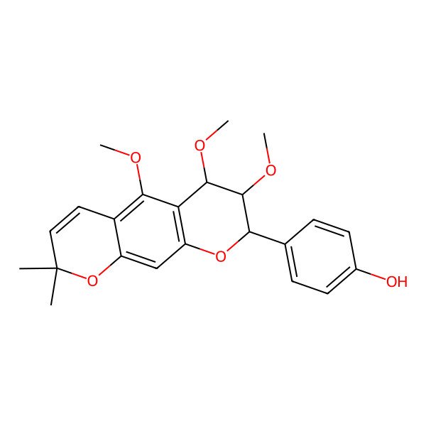 2D Structure of 4-[(6R,7R,8S)-5,6,7-trimethoxy-2,2-dimethyl-7,8-dihydro-6H-pyrano[3,2-g]chromen-8-yl]phenol