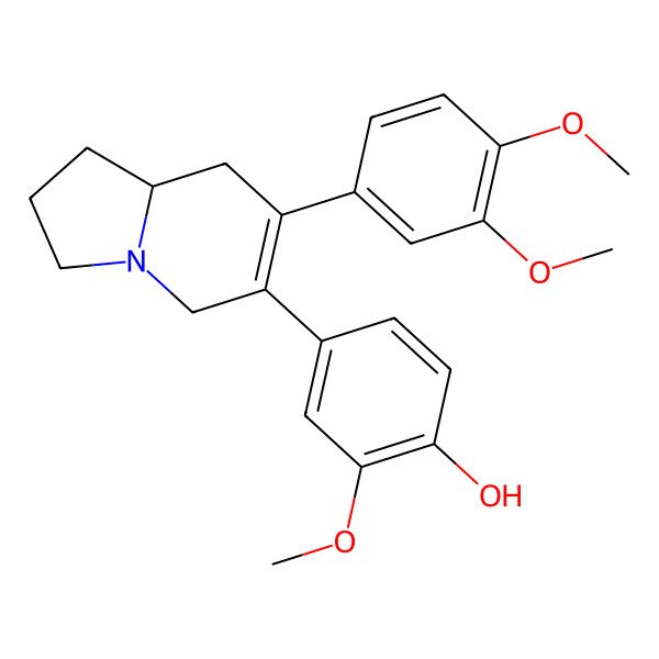 2D Structure of 4-[7-(3,4-Dimethoxyphenyl)-1,2,3,5,8,8a-hexahydroindolizin-6-yl]-2-methoxyphenol