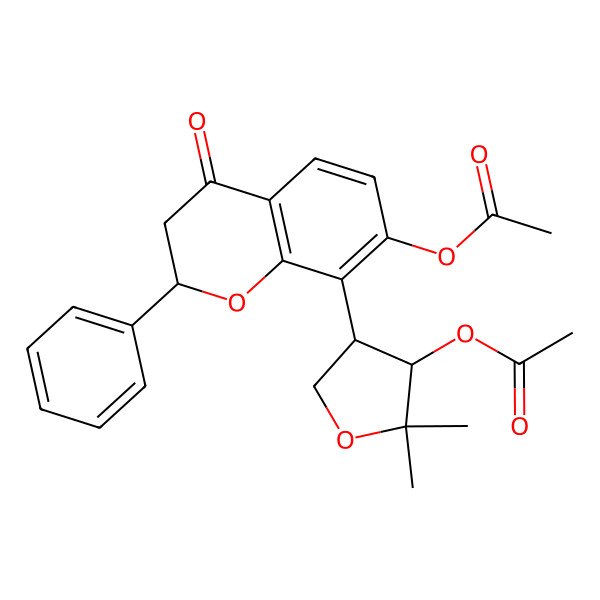 2D Structure of [4-(7-Acetyloxy-4-oxo-2-phenyl-2,3-dihydrochromen-8-yl)-2,2-dimethyloxolan-3-yl] acetate