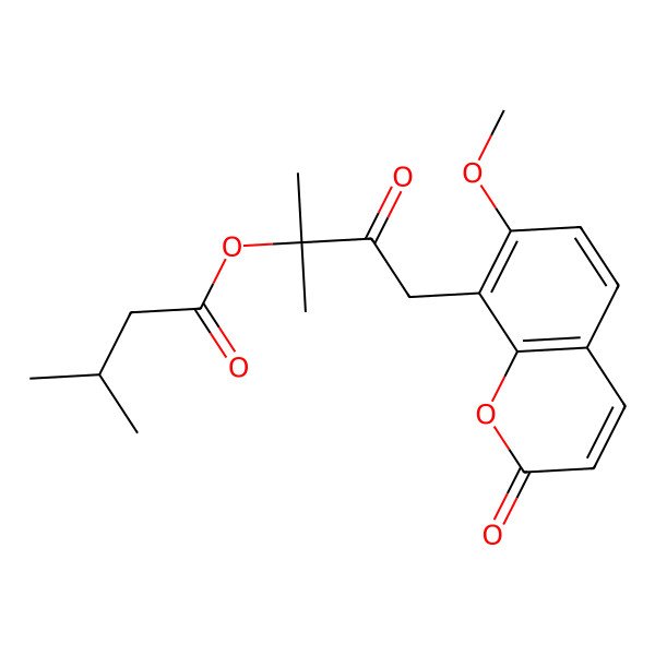 2D Structure of [4-(7-Methoxy-2-oxochromen-8-yl)-2-methyl-3-oxobutan-2-yl] 3-methylbutanoate