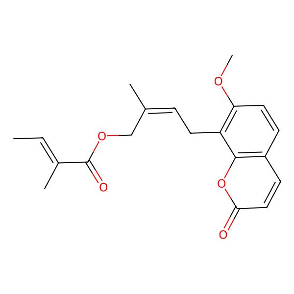 2D Structure of [4-(7-Methoxy-2-oxochromen-8-yl)-2-methylbut-2-enyl] 2-methylbut-2-enoate