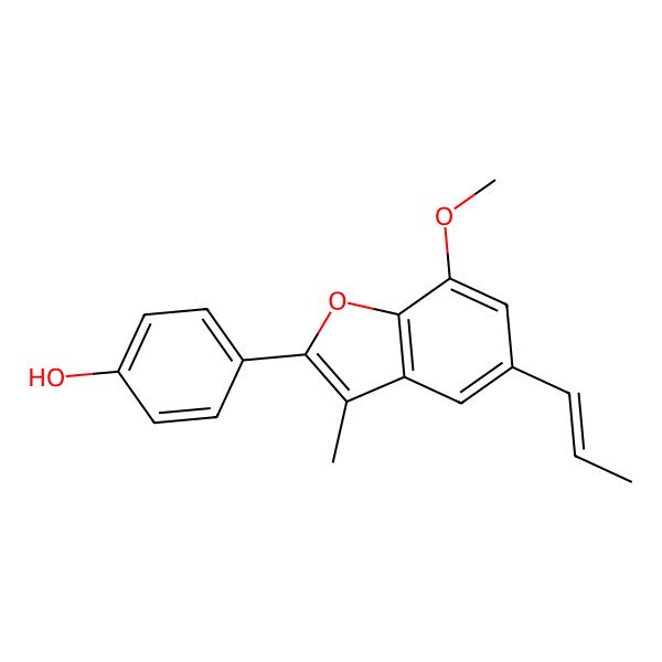 2D Structure of 4-[7-methoxy-3-methyl-5-[(E)-prop-1-enyl]-1-benzofuran-2-yl]phenol