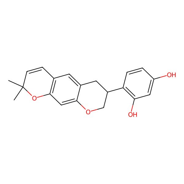 2D Structure of 4-[(7R)-2,2-dimethyl-7,8-dihydro-6H-pyrano[3,2-g]chromen-7-yl]benzene-1,3-diol