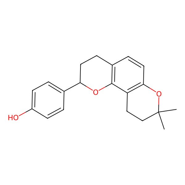 2D Structure of 4-(8,8-dimethyl-3,4,9,10-tetrahydro-2H-pyrano[2,3-f]chromen-2-yl)phenol