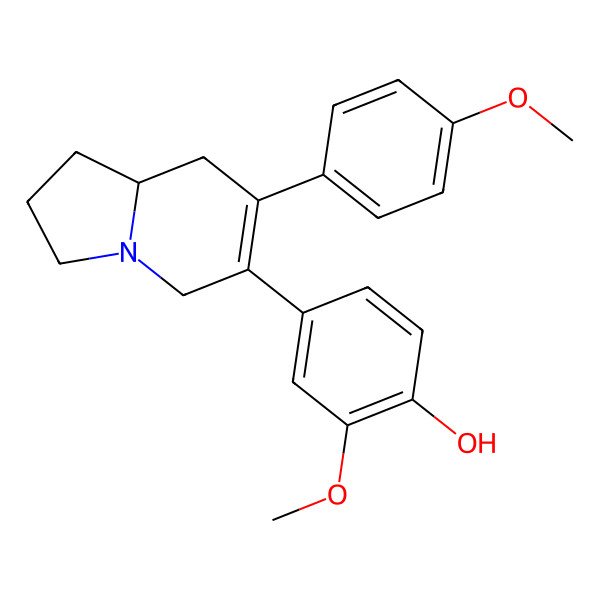 2D Structure of 4-[(8aS)-7-(4-methoxyphenyl)-1,2,3,5,8,8a-hexahydroindolizin-6-yl]-2-methoxyphenol