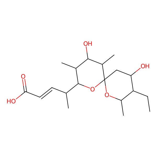 2D Structure of 4-(9-Ethyl-4,10-dihydroxy-3,5,8-trimethyl-1,7-dioxaspiro[5.5]undecan-2-yl)pent-2-enoic acid