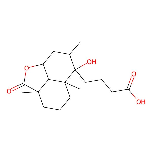 2D Structure of 4-(9-Hydroxy-4,8,10-trimethyl-3-oxo-2-oxatricyclo[6.3.1.04,12]dodecan-9-yl)butanoic acid