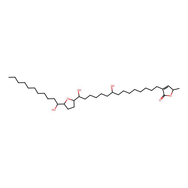 2D Structure of 4-[9,15-dihydroxy-15-[5-(1-hydroxyundecyl)oxolan-2-yl]pentadecyl]-2-methyl-2H-furan-5-one