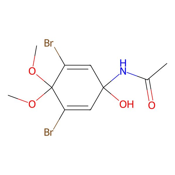 2D Structure of 4-Acetamido-2,6-dibromo-4-hydroxy-1,1-dimethoxycyclohexa-2,5-diene 2D Structure of 4-Acetamido-2,6-dibromo-4-hydroxy-1,1-dimethoxycyclohexa-2,5-diene