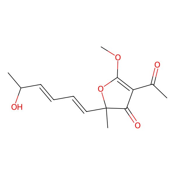 2D Structure of 4-Acetyl-2-(5-hydroxyhexa-1,3-dienyl)-5-methoxy-2-methylfuran-3-one