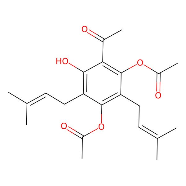 2D Structure of [4-Acetyl-3-acetyloxy-5-hydroxy-2,6-bis(3-methylbut-2-enyl)phenyl] acetate
