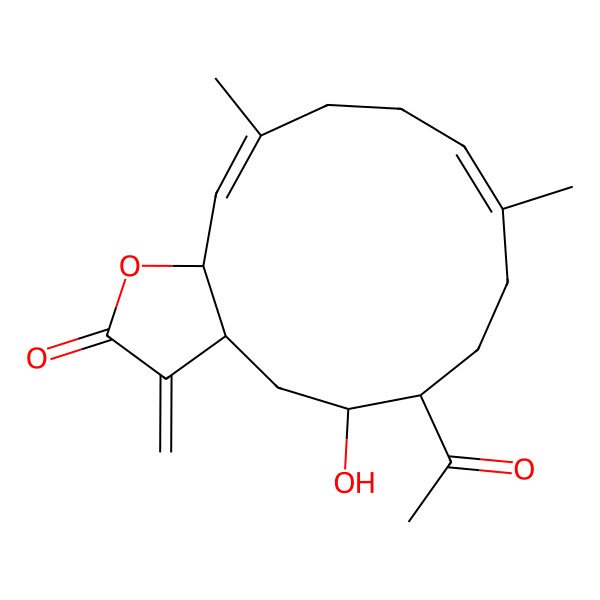2D Structure of 4-Acetyl-3-hydroxy-7,11-dimethyl-16-methylidene-14-oxabicyclo[11.3.0]hexadeca-7,11-dien-15-one