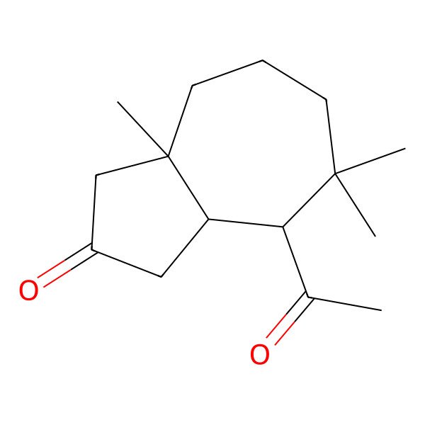 2D Structure of 4-acetyl-5,5,8a-trimethyl-3,3a,4,6,7,8-hexahydro-1H-azulen-2-one