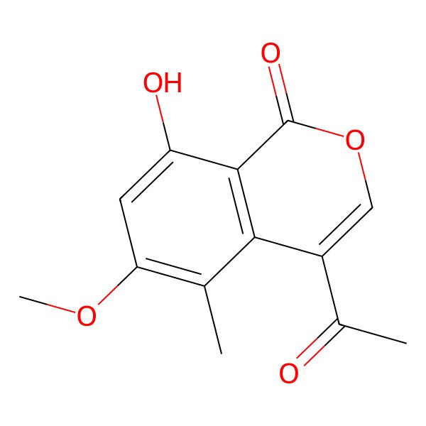2D Structure of 4-Acetyl-8-hydroxy-6-methoxy-5-methylisochromen-1-one