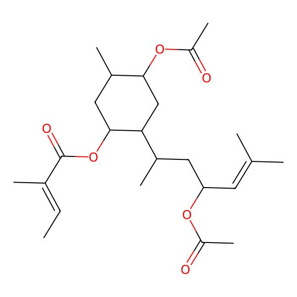 2D Structure of [4-Acetyloxy-2-(4-acetyloxy-6-methylhept-5-en-2-yl)-5-methylcyclohexyl] 2-methylbut-2-enoate