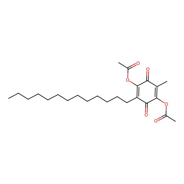 2D Structure of (4-Acetyloxy-2-methyl-3,6-dioxo-5-tridecylcyclohexa-1,4-dien-1-yl) acetate