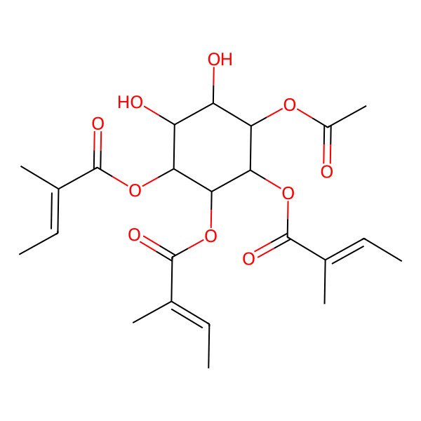 2D Structure of [4-Acetyloxy-2,3-dihydroxy-5,6-bis(2-methylbut-2-enoyloxy)cyclohexyl] 2-methylbut-2-enoate