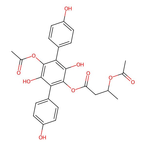 2D Structure of [4-Acetyloxy-2,5-dihydroxy-3,6-bis(4-hydroxyphenyl)phenyl] 3-acetyloxybutanoate