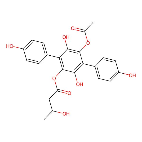 2D Structure of [4-Acetyloxy-2,5-dihydroxy-3,6-bis(4-hydroxyphenyl)phenyl] 3-hydroxybutanoate