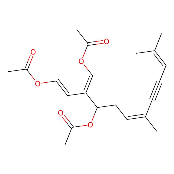 2D Structure of [4-Acetyloxy-3-(acetyloxymethylidene)-7,11-dimethyldodeca-1,6,10-trien-8-ynyl] acetate